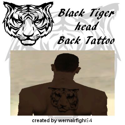 Black Tiger Back Tattoo