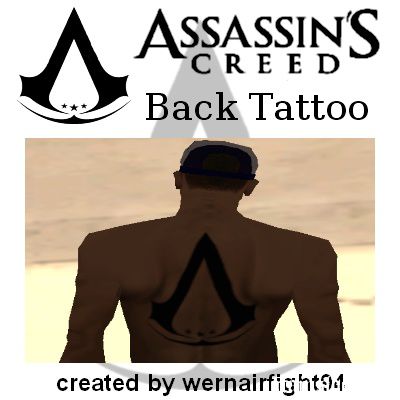 Assassins Creed Black Back Tattoo