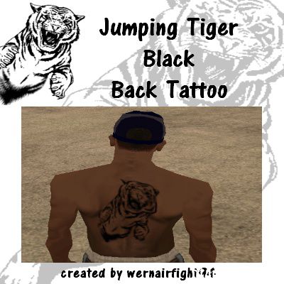 Jumping Tiger Black Back Tattoo