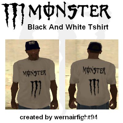 Monster Black And White T-Shirt