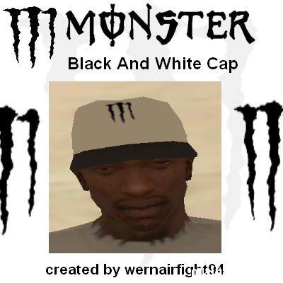 Monster Black And White Cap