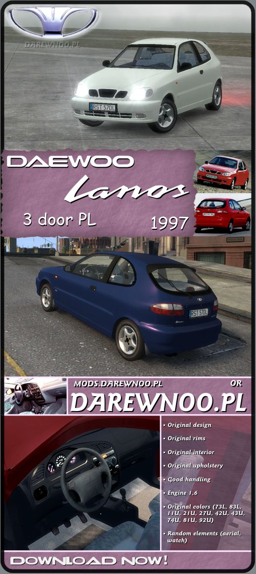 1997 Daewoo Lanos 3-door ver. PL