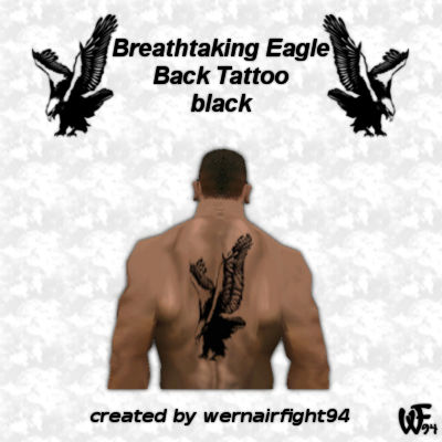 Breathtaking Eagle Back Tattoo Black