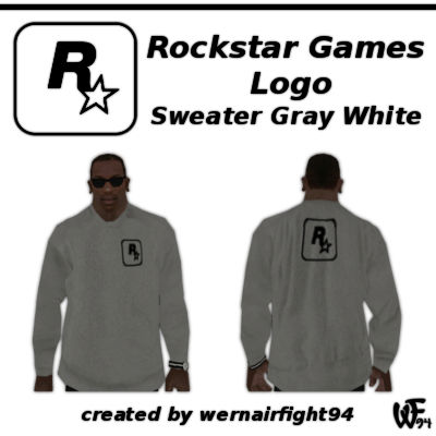 Rockstar Games Logo Sweater Gray White