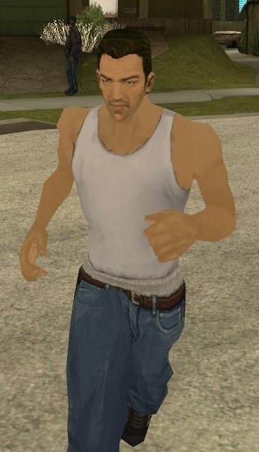 Tommy Vercetti in Carl's clothes