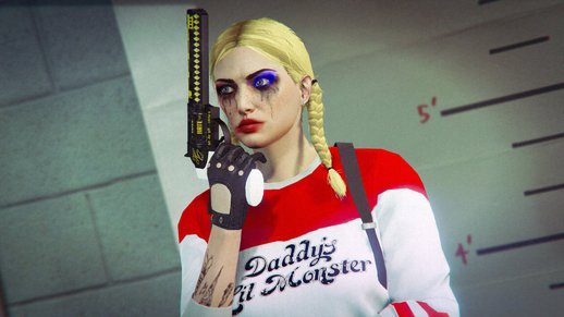 Harley Quinn (Margot Robbie) Makeup and Sweater for Freemode Female