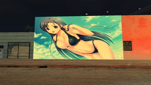 Hot Anime Girl Blue Hair Mural