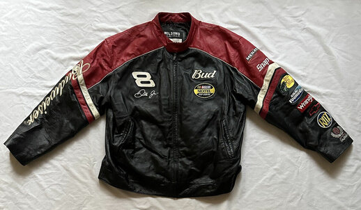 Vintage NASCAR Dale Earnhardt Jr. Budweiser Patched Leather Jacket
