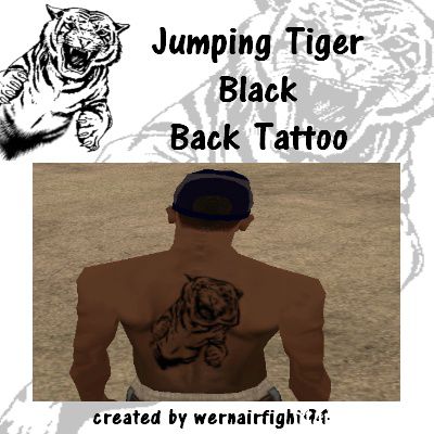 Jumping Tiger Black Back Tattoo