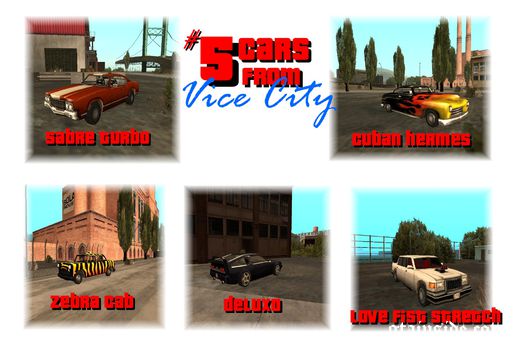 SA Conversion - 5 Cars From Vice City