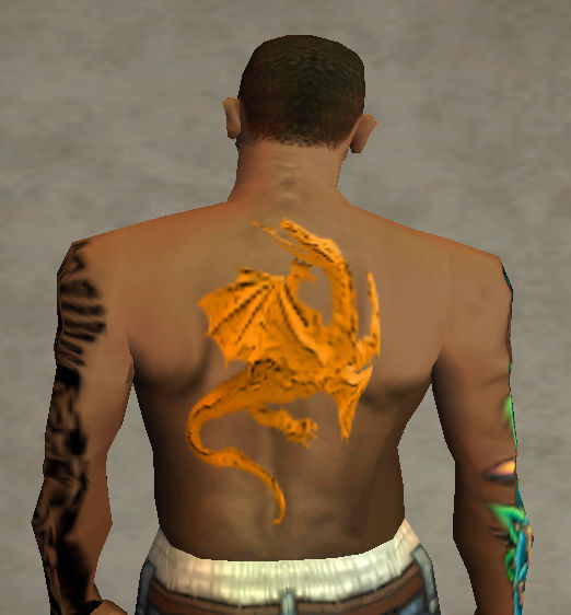 GTA San Andreas Dragon Orange Back Tattoo Mod - GTAinside.com