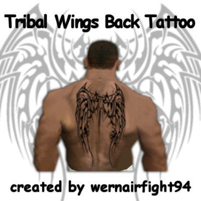 Tribal Wings Back Tattoo