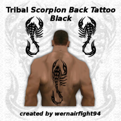 Tribal Scorpion Back Tattoo Black