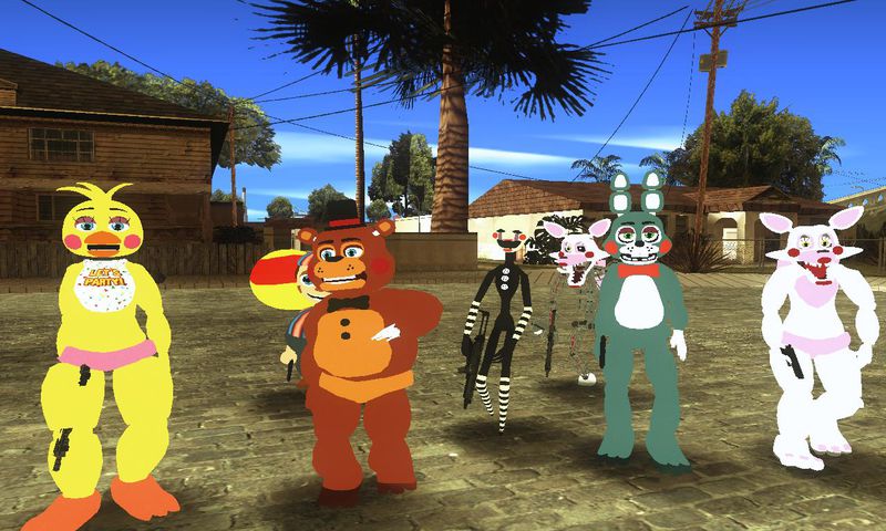 GTA San Andreas FNAF 6 Scrap Animatronics Skins Mod 