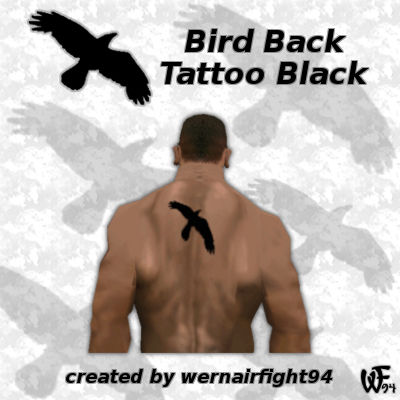Bird Back Tattoo Black