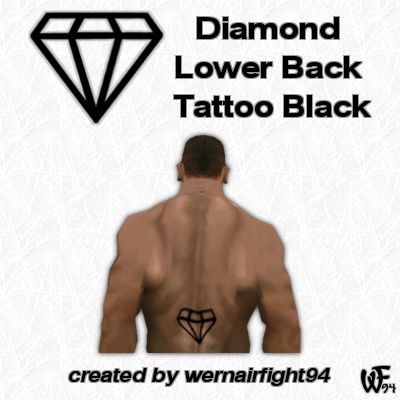 Diamond Lower Back Tattoo Black