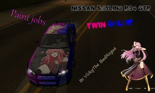 Nissan Skyline R34 GTR Twin color Megurine Luka Paint jobs