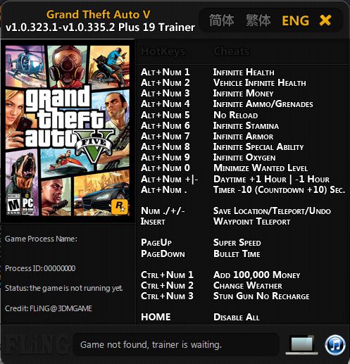 Grand Theft Auto V v1.0.323.1-v1.0.335.2 Plus 19 Trainer
