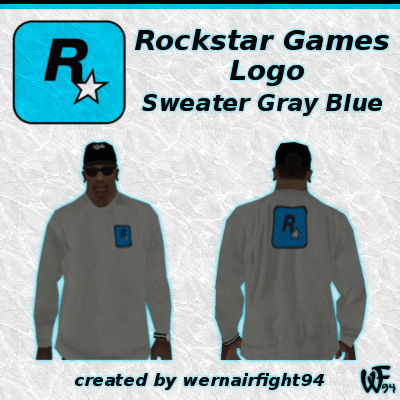 Rockstar Games Logo Sweater Gray Blue 