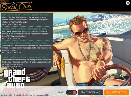 GTA V 1 Click Mod On/Off Launcher v1.1