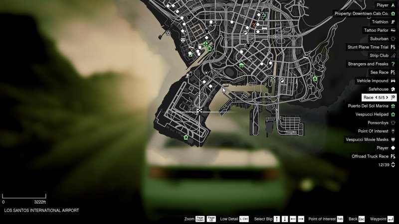 Grand theft auto 5 where is the airport on the map