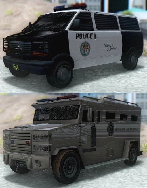 GTA V Declasse Burrito Transport & Brute Riot Police