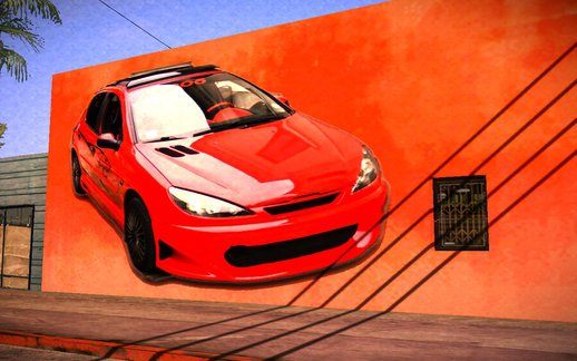 Peugeot 206 Grafiti on Wall