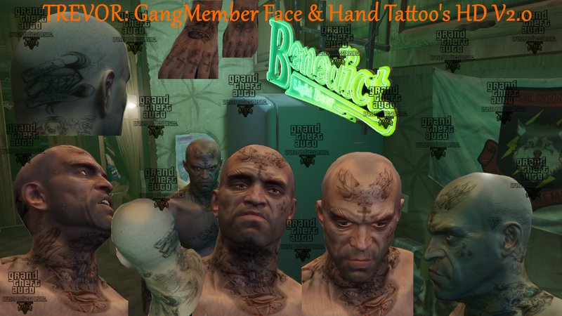 GTA 5 GangMember Face  Hand Tattoos HD All Characters V20 Mod   GTAinsidecom