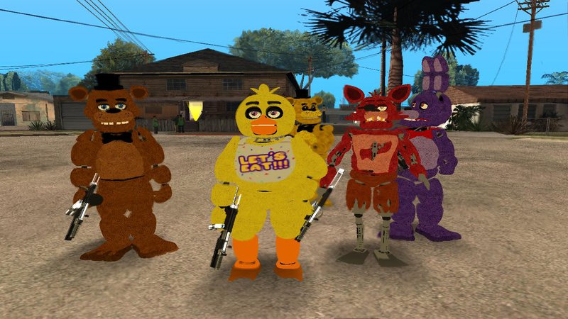 GTA San Andreas FNAF 6 Scrap Animatronics Skins Mod 