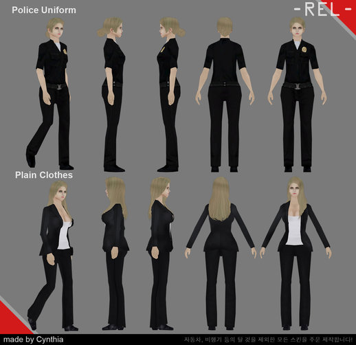 Blonde Female Police (Sheriff) Uniform/ Plain Clothes(low Poly)