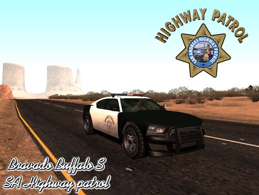 GTA V Bravado Buffalo SA Highway Patrol livery (Paintjob/TXD only)