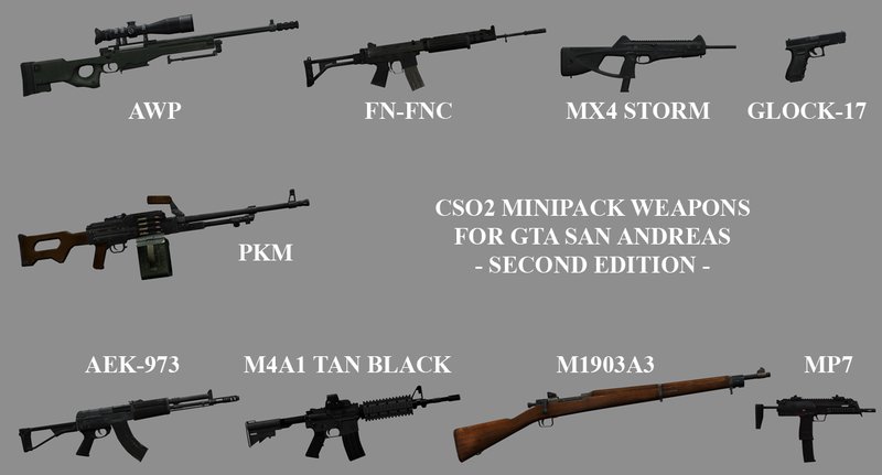 Gta San Andreas Cso2 Minipack Weapons Second Edition Mod Gtainside Com