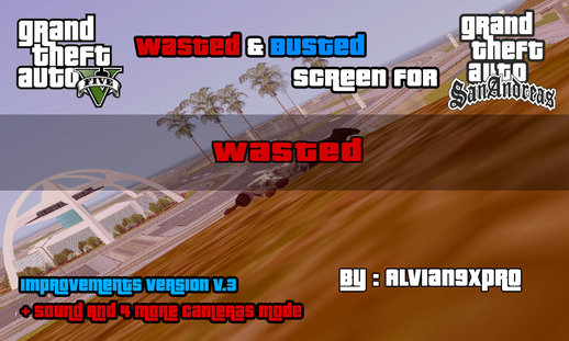 GTA V Wasted and Busted Screen For SA (PC) Original Version