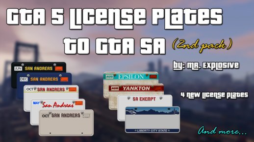 GTA V License Plates to GTA SA - 2nd pack V1.2