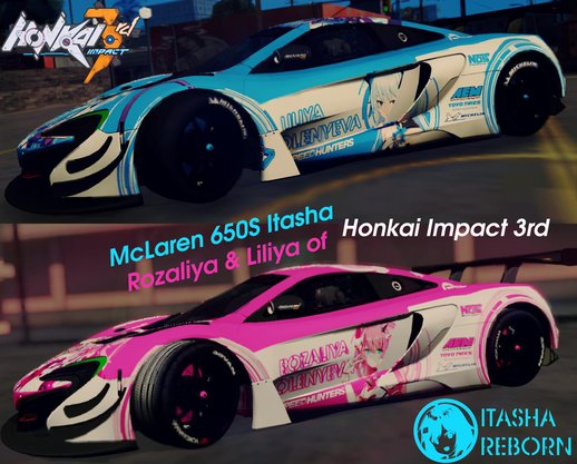 McLaren 650S Itasha Rozaliya and Liliya of Honkai Impact 3rd GT3