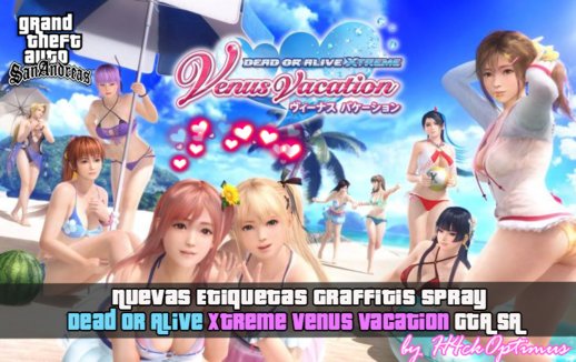 Nuevas Etiquetas Graffitis Spray Dead Or Alive Xtreme Venus Vacation GTA SA