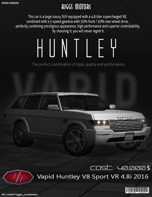 Vapid Huntley V8 Sport VR 4.8i 2016 LOW POLY