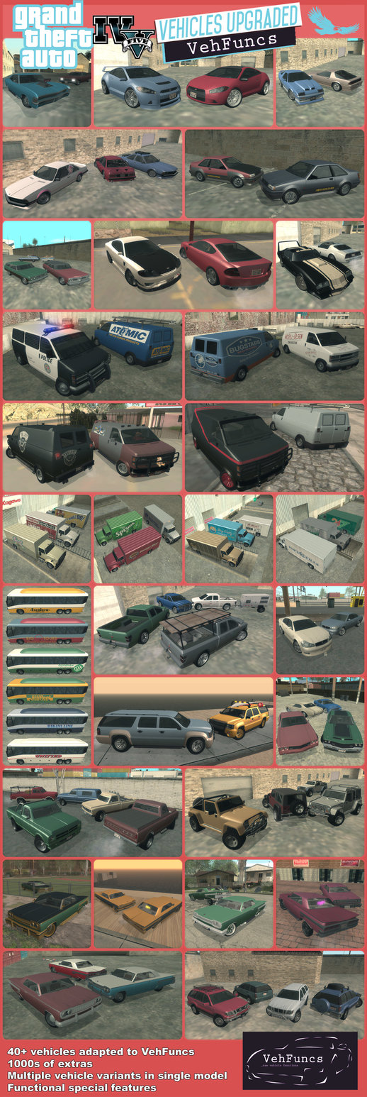 GTA V Cars to San Andreas VehFuncs upgrade 1.4 [30.03.25 Update] 