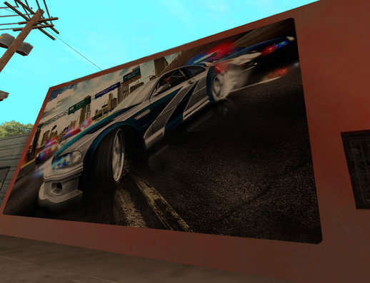 Mural del BMW M3 GTR Need For Speed Most Wanted