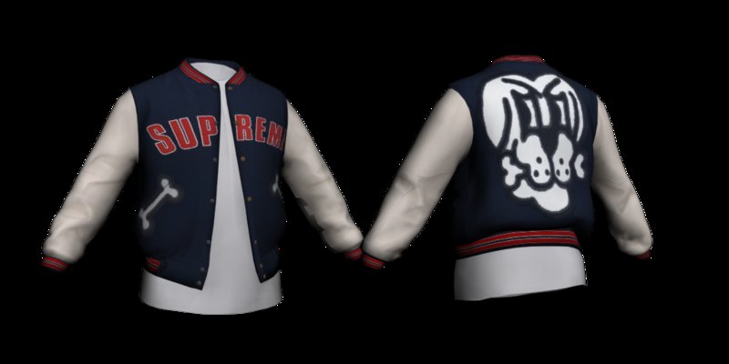 GTA San Andreas Supreme Bone Varsity Jacket Navy for Franklin 1.0