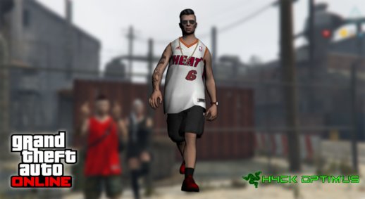 GTA Online Skin Ramdon N19 Male Miami Heat Lebron James jersey
