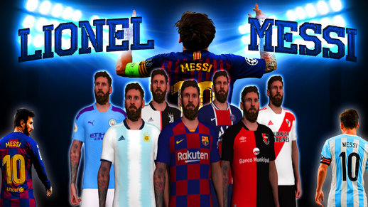 Lionel Messi skins Manchester City, Barcelona, River Plate, Newells, PSG, Juventus y Argentina