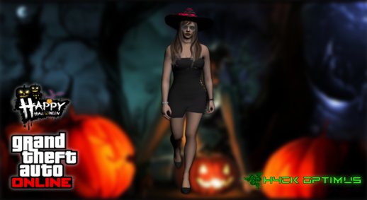 GTA Online Skin Ramdon Female Allian Dress Witch Hat Halloween