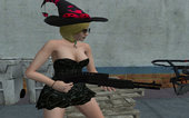 DOA Tina Armstrong Fashion Petit Dress Witch Hat Halloween