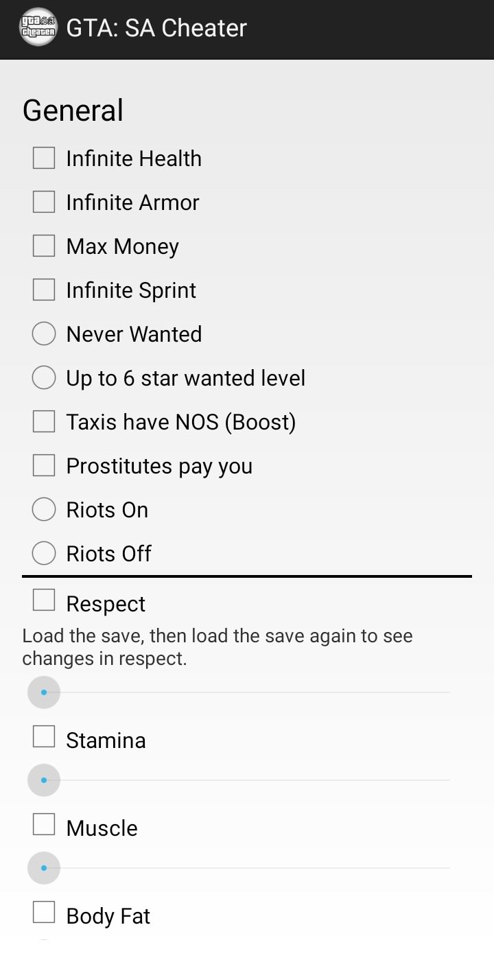 GTA San Andreas GTA: SA Cheater for Android (no root) Mod 