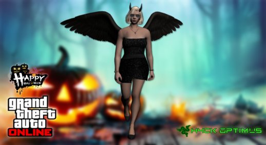 GTA Online Skin Ramdon Female Rubia Halloween Dress Maleficent