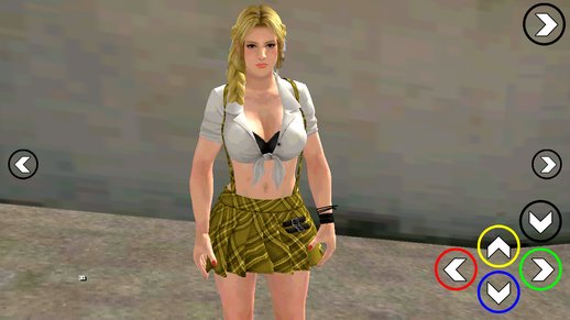 Helena Douglas in schoolgirl uniform for mobile