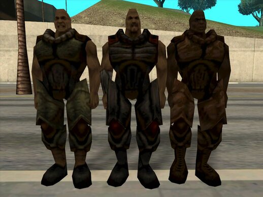 Quake 2 Male Marines as Members of the Grove Street Families