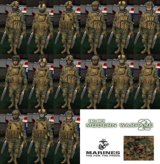 Call Of Duty Modern Warfare 2 Skins - Woodland Marines Pattern