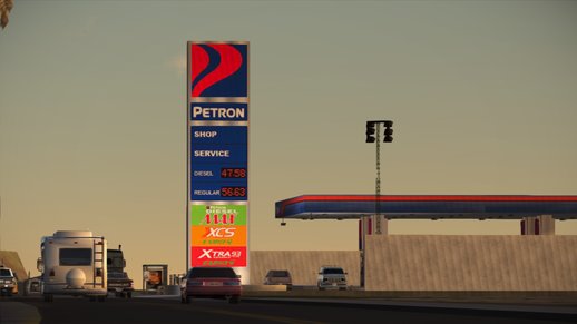 Petron Gasoline Station with Parked Vehicles